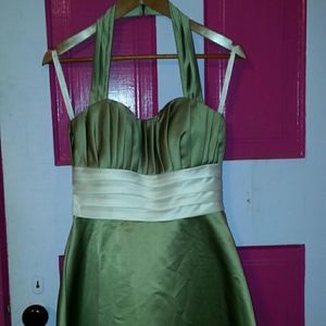 Bill Levkoff Formal Halter Dress Green with Belt